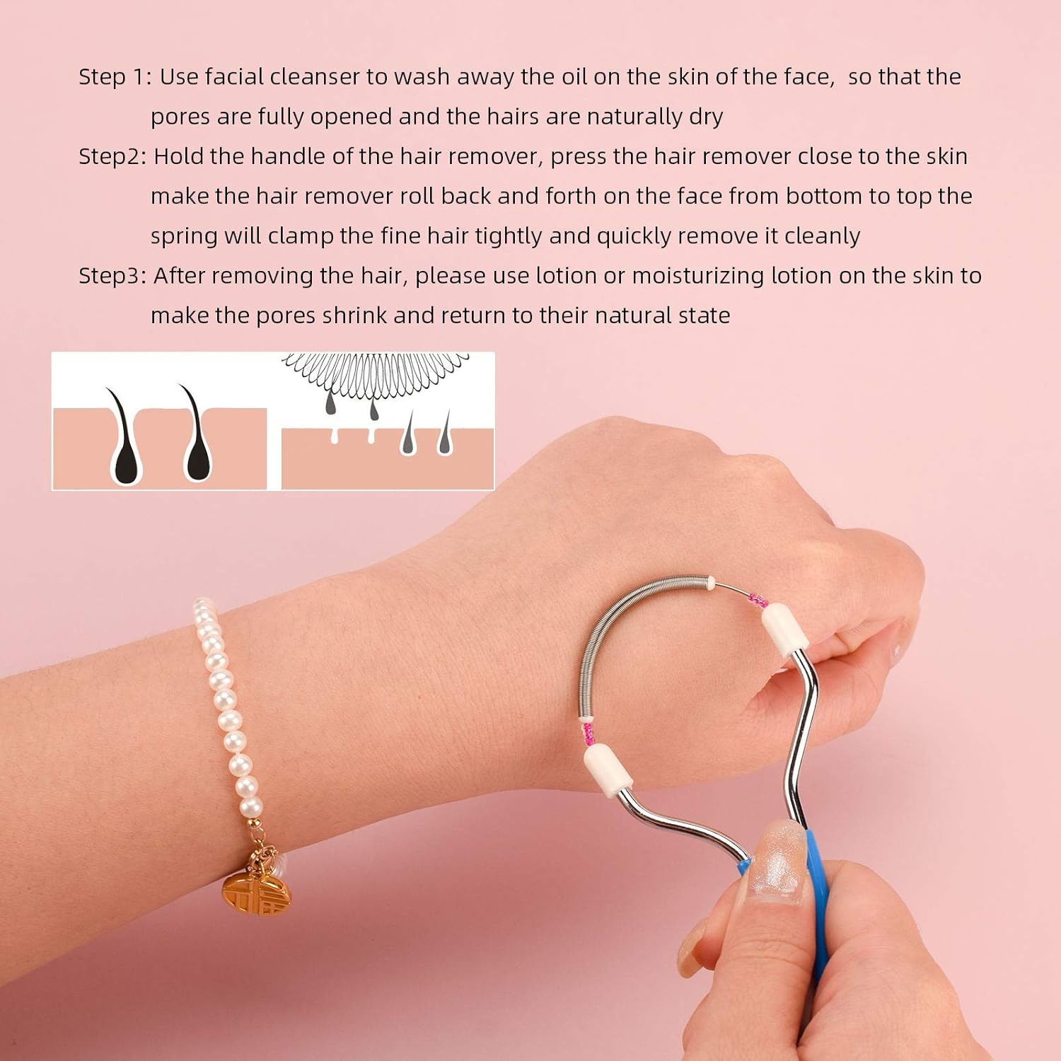 painless spring tweezers for facial hair remover.