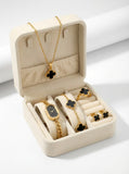 Luxury Black Clover Gold Plated Jewellery Gift Box Set – Necklace, Bracelet, Ring, Earrings & Watch